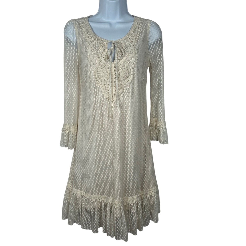 A'reve Anthropologie Lace Dress Small Boho Cottagecore Festival‎ Cream